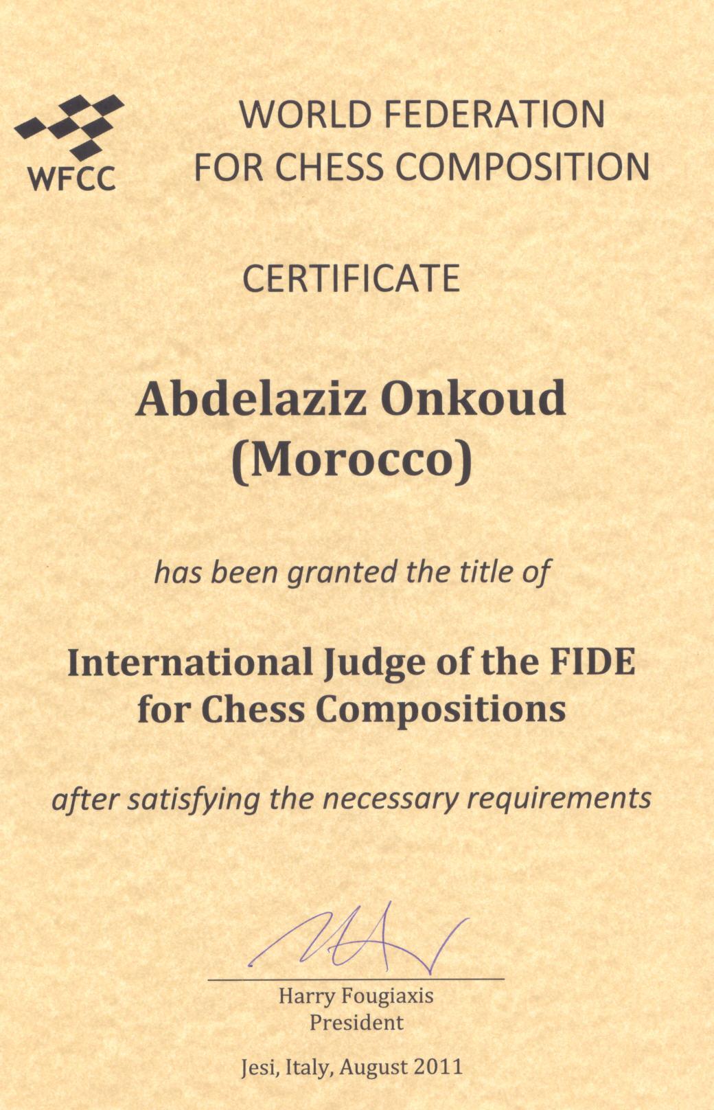 Judge fide of chess composition
